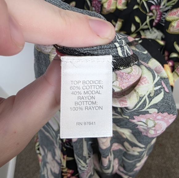 NEW J. Jill Black Colorful Floral Tropical Casual Boho Maxi Dress Size Medium - Picture 8 of 11